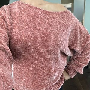 Pink off shoulder cozy sweater
